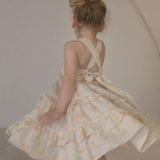 India Convertible Tie-back Maxi Dress in rustic apricot flowers