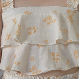 Aurelia Sleeveless Flounce Top in rustic apricot flowers