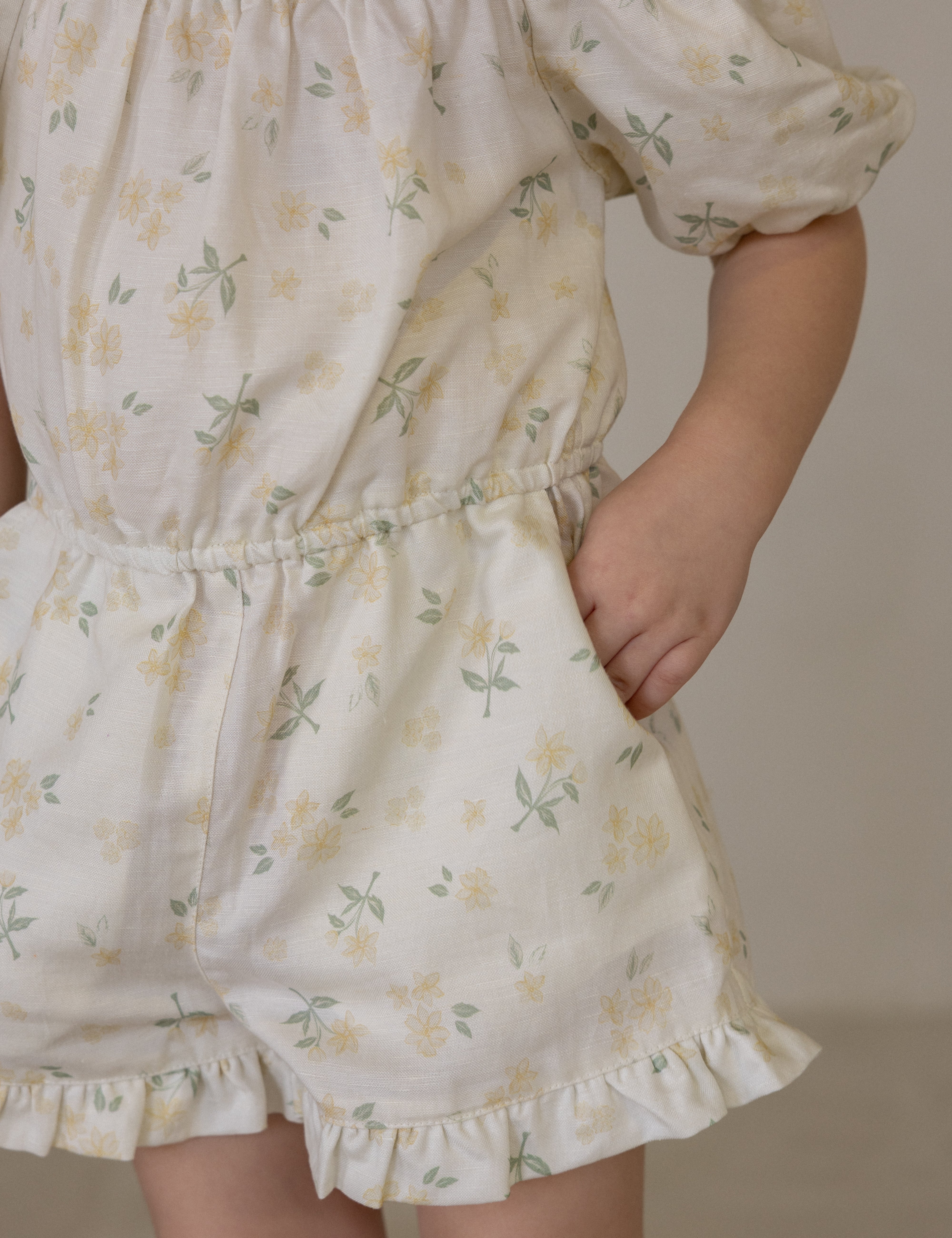 Edith Cold Shoulder Playsuit in yellow flowers