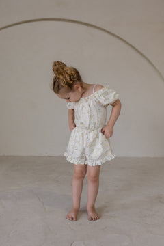 Edith Cold Shoulder Playsuit in yellow flowers