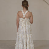 India Convertible Tie-back Maxi Dress in yellow flowers