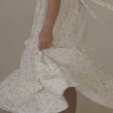 India Convertible Tie-back Maxi Dress in yellow flowers