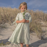 Isabelle Tiered Maxi Dress with Sleeves in celadon green
