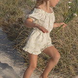Edith Cold Shoulder Playsuit in yellow flowers